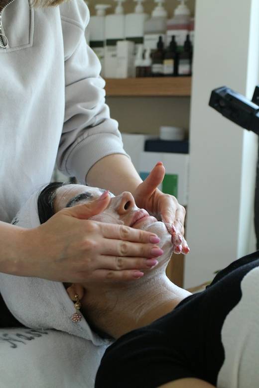Facial treatment in progress