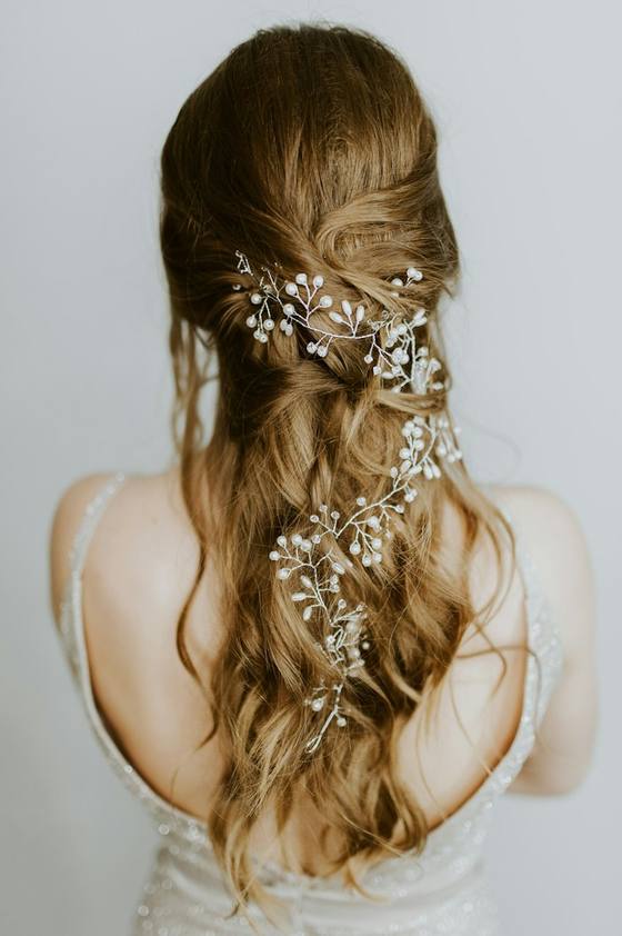 Bridal hairstyle with crystal accessories