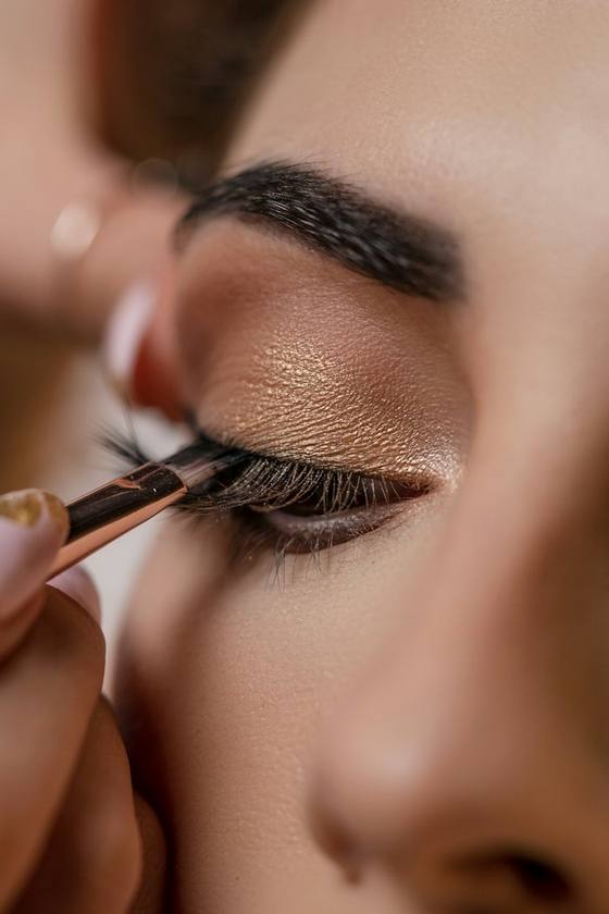 Eye makeup being applied