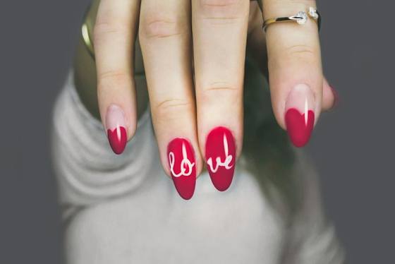 Red and nude nail art