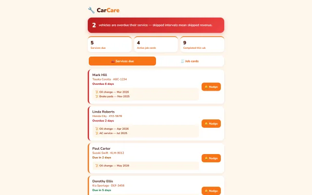 CarCare demo screenshot