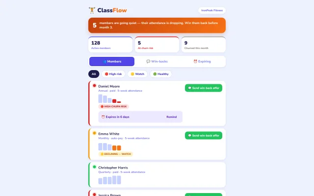 ClassFlow demo screenshot