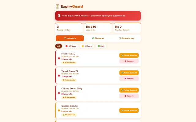 ExpiryGuard demo screenshot