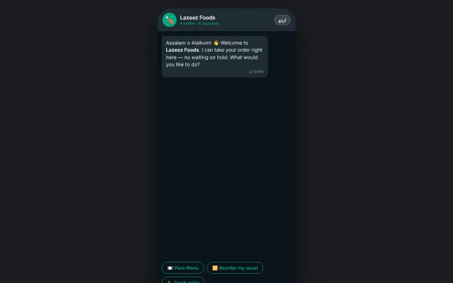 FoodBot demo screenshot