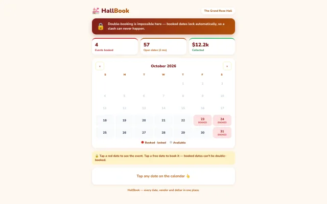 HallBook demo screenshot