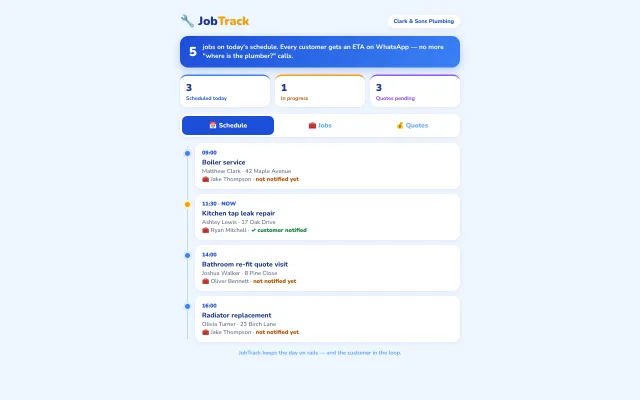 JobTrack demo screenshot