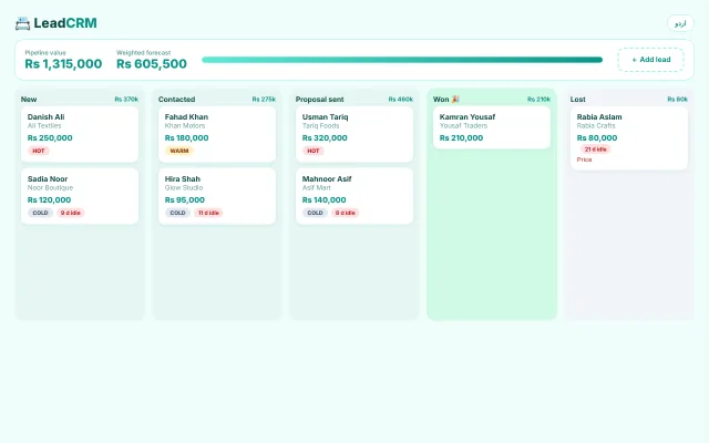 LeadCRM demo screenshot