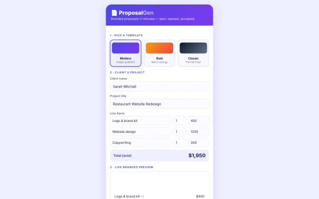 ProposalGen demo screenshot