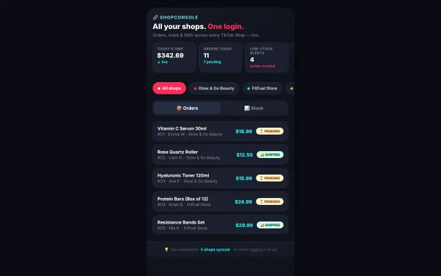 ShopConsole demo screenshot